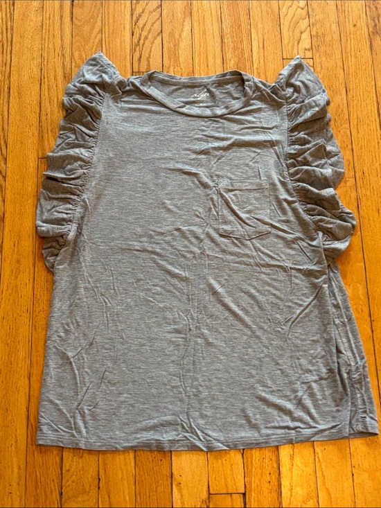 Alya Tops - Alya Gray Ruffle Sleeve Crewneck Tee tank size medium